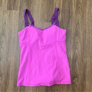 Women’s pink‎ and purple athletic tank with built-in bra, size medium